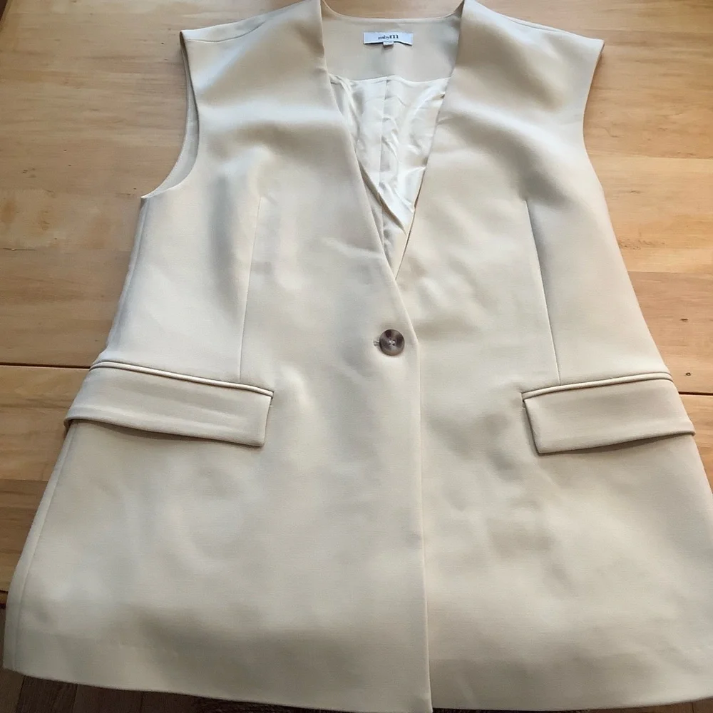 mbyM Butter Cream Collarless Blazer Size S/M - Picture 14 of 16